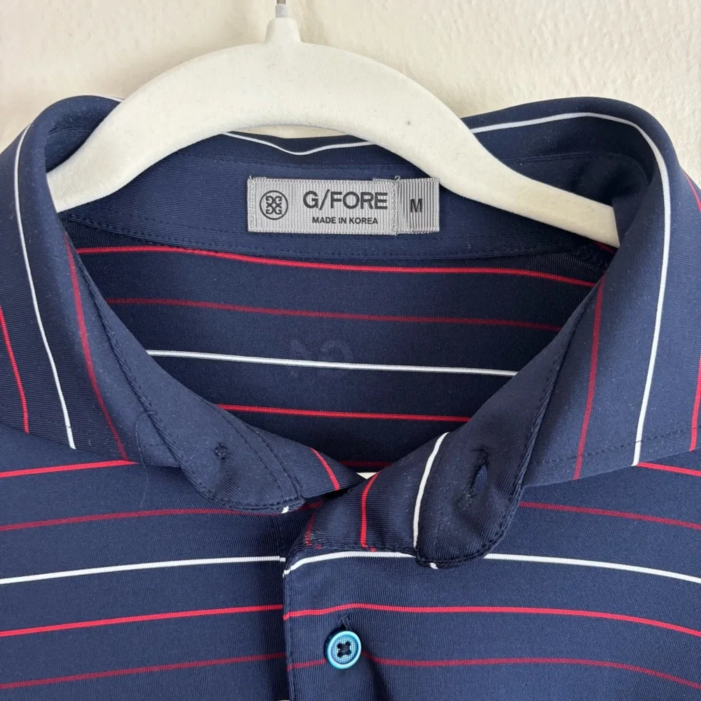 G/Fore Golf Polo Men’s Size Medium Red White & Blue Short Sleeve Performance - Picture 3 of 7